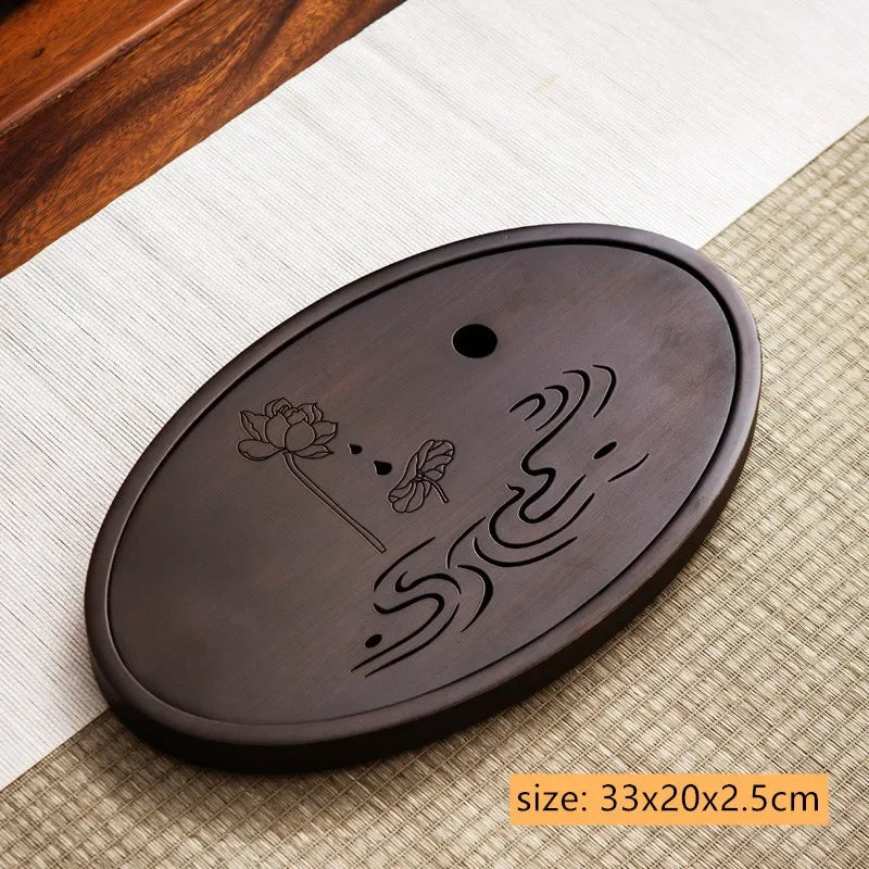 Natural Bamboo Tea Tray Drainage Water Storage Bamboo Tray Tea Set Accessories Chinese Tea Room Ceremony Tools Wet and Dry Use