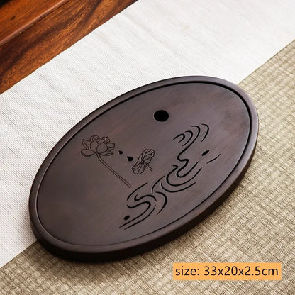 Natural Bamboo Tea Tray Drainage Water Storage Bamboo Tray Tea Set Accessories Chinese Tea Room Ceremony Tools Wet and Dry Use