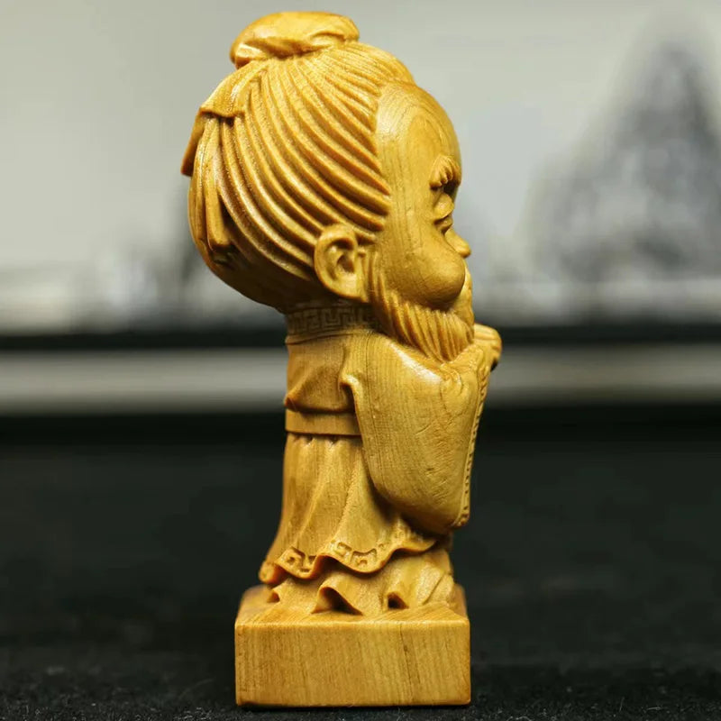 Natural Cypress Confucianism Confucius Statue，Solid Wood Handmade Art carving Home Room, Office Decoration Figure Statue