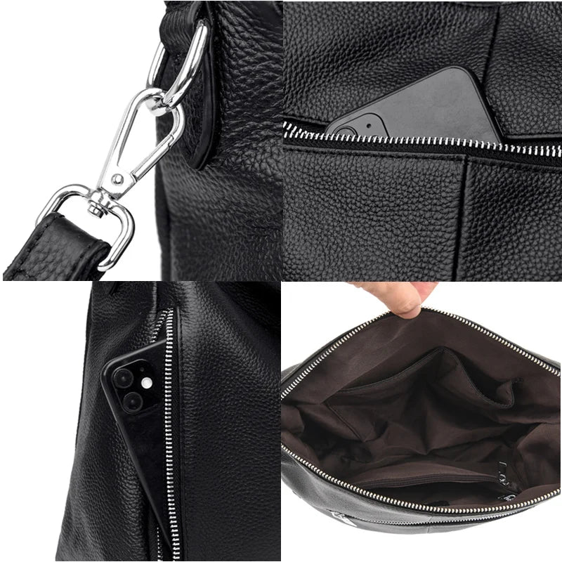 Natural Genuine Leather Handbags Women's Bag High Quality Soft Real Cowhide Women Shoulder Bag Large Casual Female Messenger Sac