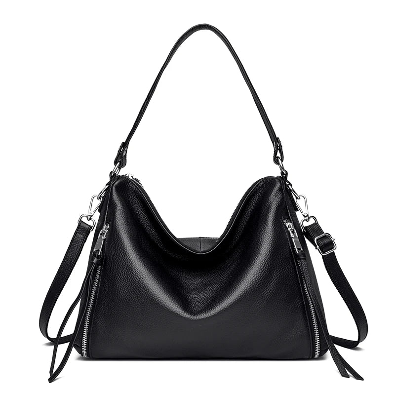 Natural Genuine Leather Handbags Women's Bag High Quality Soft Real Cowhide Women Shoulder Bag Large Casual Female Messenger Sac