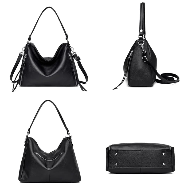 Natural Genuine Leather Handbags Women's Bag High Quality Soft Real Cowhide Women Shoulder Bag Large Casual Female Messenger Sac