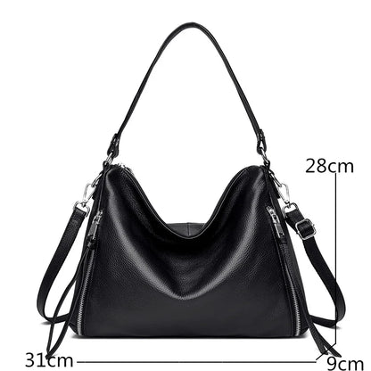 Natural Genuine Leather Handbags Women's Bag High Quality Soft Real Cowhide Women Shoulder Bag Large Casual Female Messenger Sac