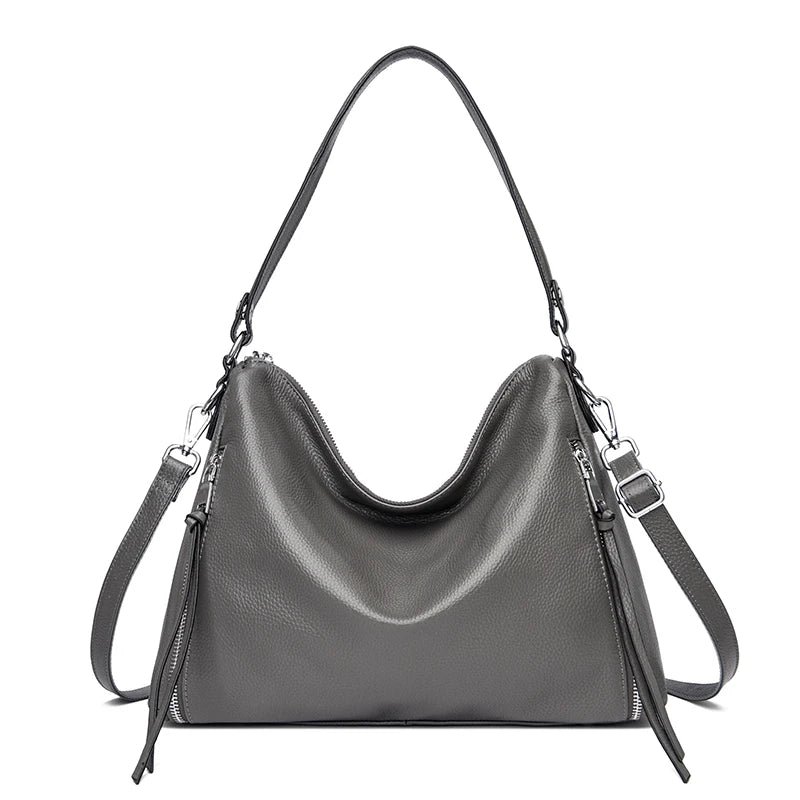 Natural Genuine Leather Handbags Women's Bag High Quality Soft Real Cowhide Women Shoulder Bag Large Casual Female Messenger Sac