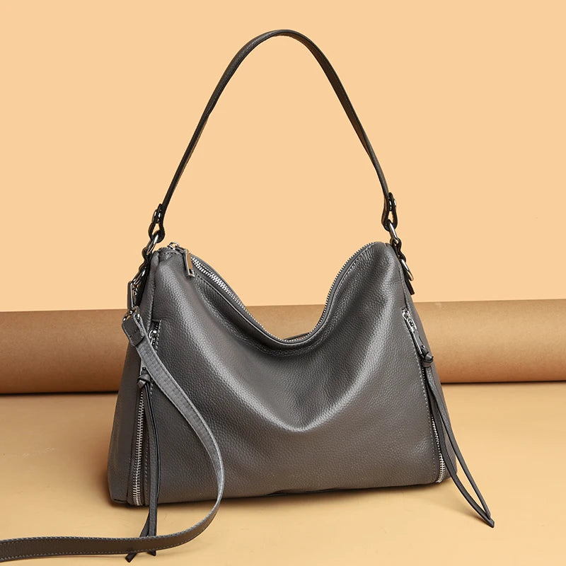 Natural Genuine Leather Handbags Women's Bag High Quality Soft Real Cowhide Women Shoulder Bag Large Casual Female Messenger Sac