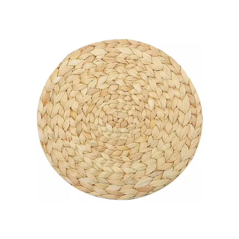 Natural Handmade Straw Woven Placemat, Round Braided Placemat, Table Mat, 4Pcs