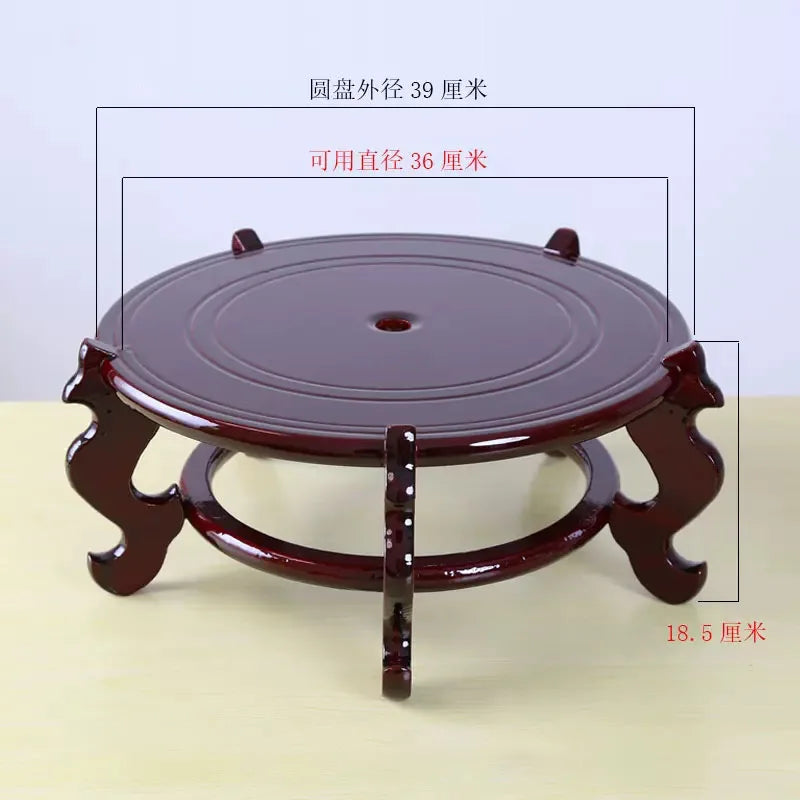 Natural Mahogany Round Three-dimensional Flowerpot Fish Tank Crystal Ball Photography Lens Display Stand Base Supply Home Decor