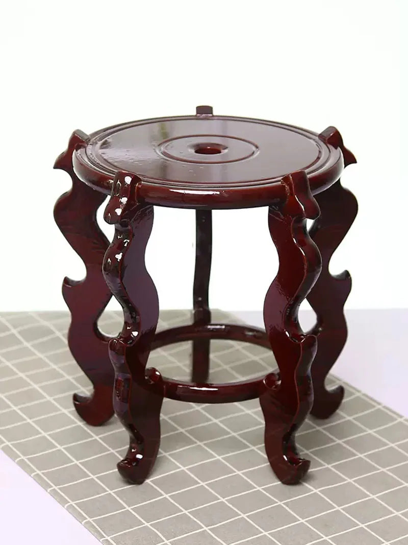 Natural Mahogany Round Three-dimensional Flowerpot Fish Tank Crystal Ball Photography Lens Display Stand Base Supply Home Decor