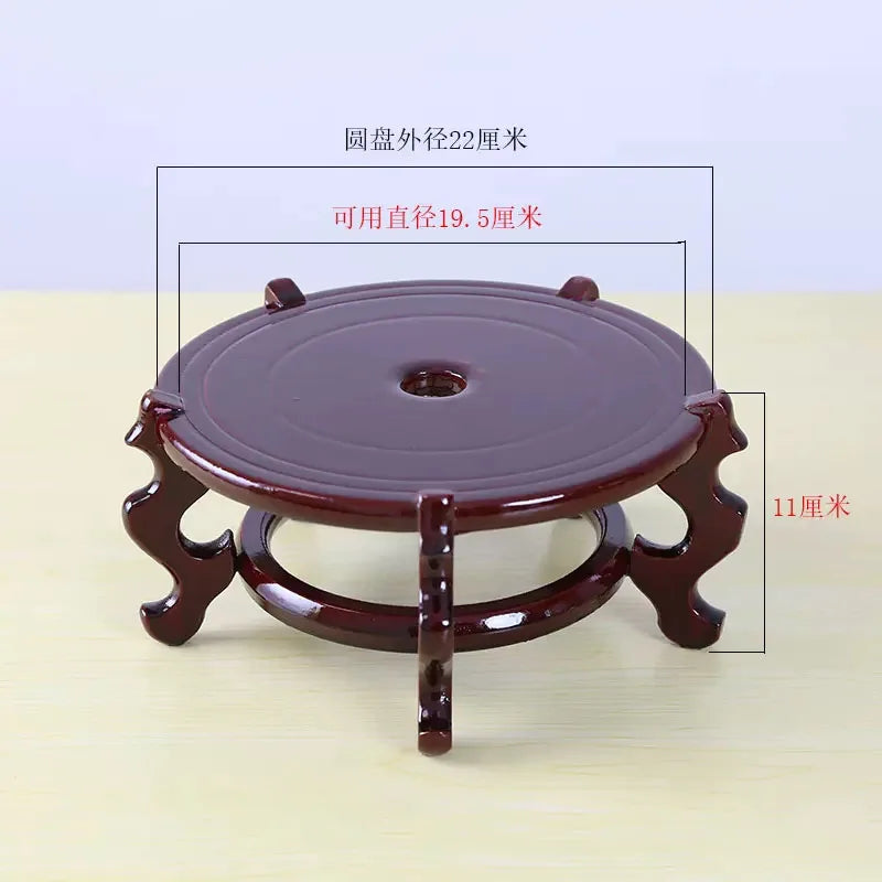 Natural Mahogany Round Three-dimensional Flowerpot Fish Tank Crystal Ball Photography Lens Display Stand Base Supply Home Decor