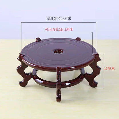 Natural Mahogany Round Three-dimensional Flowerpot Fish Tank Crystal Ball Photography Lens Display Stand Base Supply Home Decor