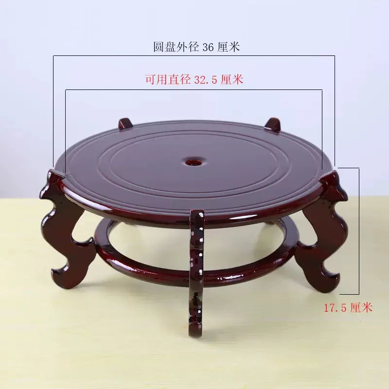 Natural Mahogany Round Three-dimensional Flowerpot Fish Tank Crystal Ball Photography Lens Display Stand Base Supply Home Decor