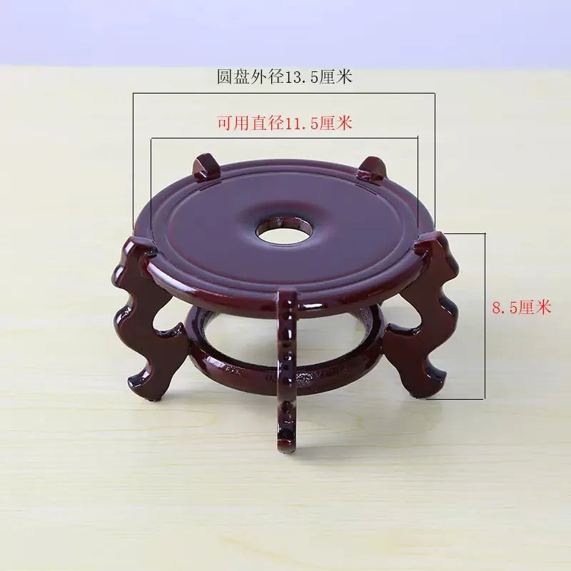 Natural Mahogany Round Three-dimensional Flowerpot Fish Tank Crystal Ball Photography Lens Display Stand Base Supply Home Decor