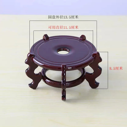 Natural Mahogany Round Three-dimensional Flowerpot Fish Tank Crystal Ball Photography Lens Display Stand Base Supply Home Decor