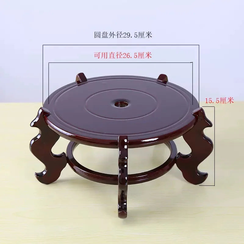 Natural Mahogany Round Three-dimensional Flowerpot Fish Tank Crystal Ball Photography Lens Display Stand Base Supply Home Decor