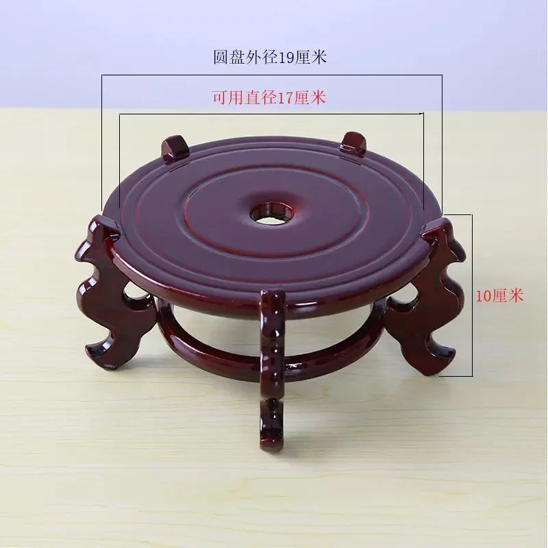 Natural Mahogany Round Three-dimensional Flowerpot Fish Tank Crystal Ball Photography Lens Display Stand Base Supply Home Decor