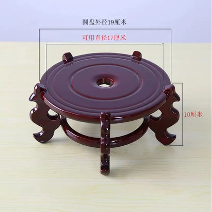Natural Mahogany Round Three-dimensional Flowerpot Fish Tank Crystal Ball Photography Lens Display Stand Base Supply Home Decor