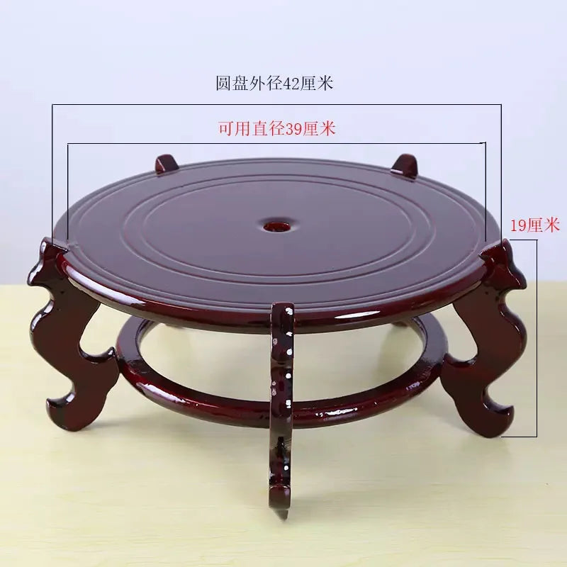 Natural Mahogany Round Three-dimensional Flowerpot Fish Tank Crystal Ball Photography Lens Display Stand Base Supply Home Decor