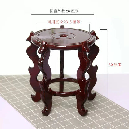Natural Mahogany Round Three-dimensional Flowerpot Fish Tank Crystal Ball Photography Lens Display Stand Base Supply Home Decor