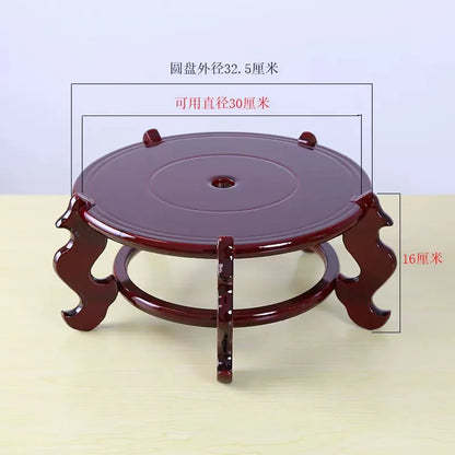 Natural Mahogany Round Three-dimensional Flowerpot Fish Tank Crystal Ball Photography Lens Display Stand Base Supply Home Decor