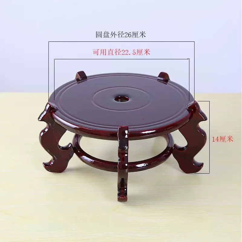 Natural Mahogany Round Three-dimensional Flowerpot Fish Tank Crystal Ball Photography Lens Display Stand Base Supply Home Decor