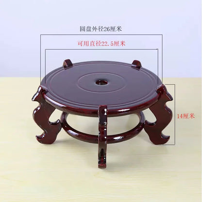 Natural Mahogany Round Three-dimensional Flowerpot Fish Tank Crystal Ball Photography Lens Display Stand Base Supply Home Decor