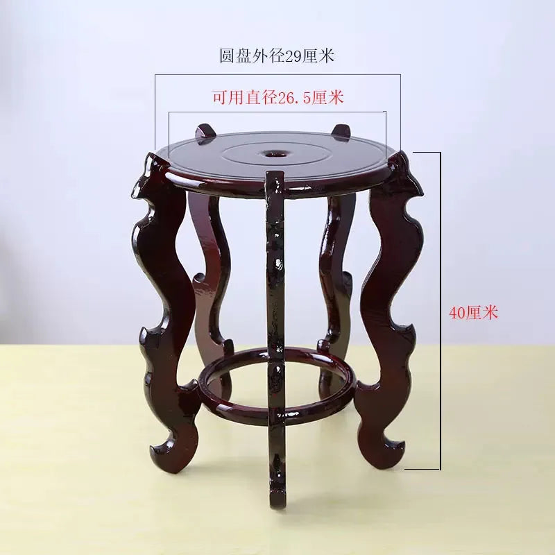 Natural Mahogany Round Three-dimensional Flowerpot Fish Tank Crystal Ball Photography Lens Display Stand Base Supply Home Decor