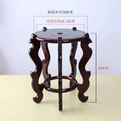 Natural Mahogany Round Three-dimensional Flowerpot Fish Tank Crystal Ball Photography Lens Display Stand Base Supply Home Decor