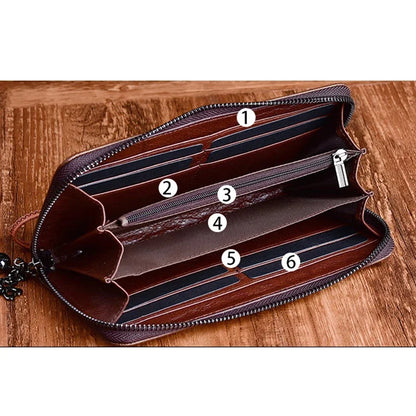 Natural Skin Purse Clutch Wrist Bag Female Designer Handmade Embossed Floral Women Genuine Leather Long Zipper Wallet