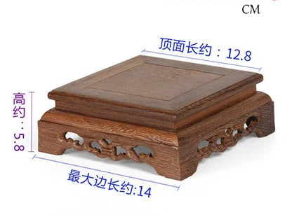Natural Solid Wood Base for Figurines Statues Stone Bonsai Crafts Wooden Pedestal Display Stand Teapot Tea Pet Plate Vase Base