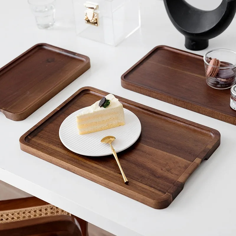 Natural Wooden Rectangular Plate for Fruit and Snacks, Food Storage Trays, Hotel and Home Serving Tray, Decorative Supplies