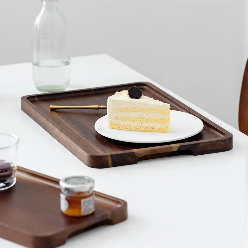 Natural Wooden Rectangular Plate for Fruit and Snacks, Food Storage Trays, Hotel and Home Serving Tray, Decorative Supplies