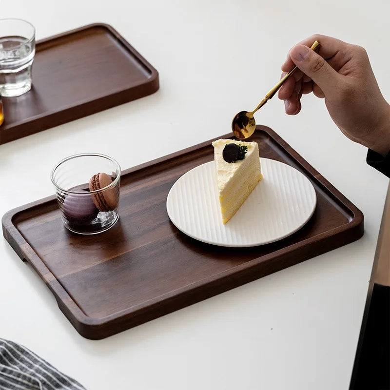 Natural Wooden Rectangular Plate for Fruit and Snacks, Food Storage Trays, Hotel and Home Serving Tray, Decorative Supplies