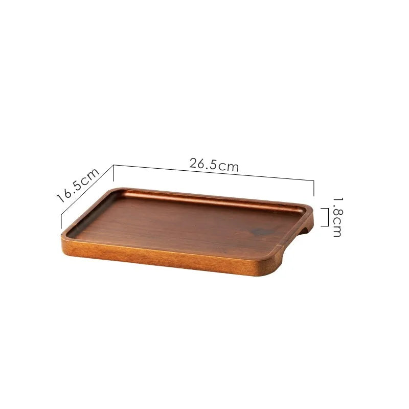 Natural Wooden Rectangular Plate for Fruit and Snacks, Food Storage Trays, Hotel and Home Serving Tray, Decorative Supplies