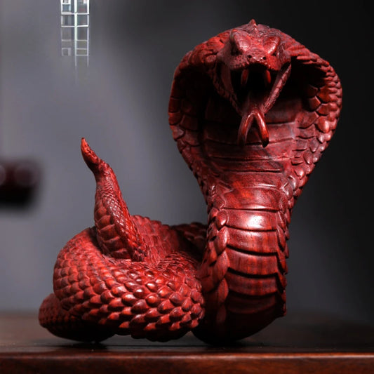 Natural rosewood Emperor cobra zodiac snake wooden carving hand piece of ornament transfer play small ornament statue
