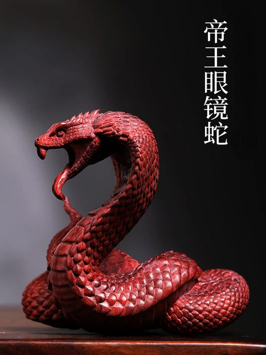 Natural rosewood Emperor cobra zodiac snake wooden carving hand piece of ornament transfer play small ornament statue