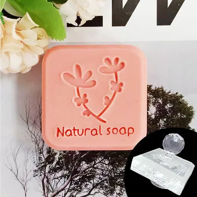Natural  soap English letter pattern Acrylic seal hand made soap with handle Soap soap seal