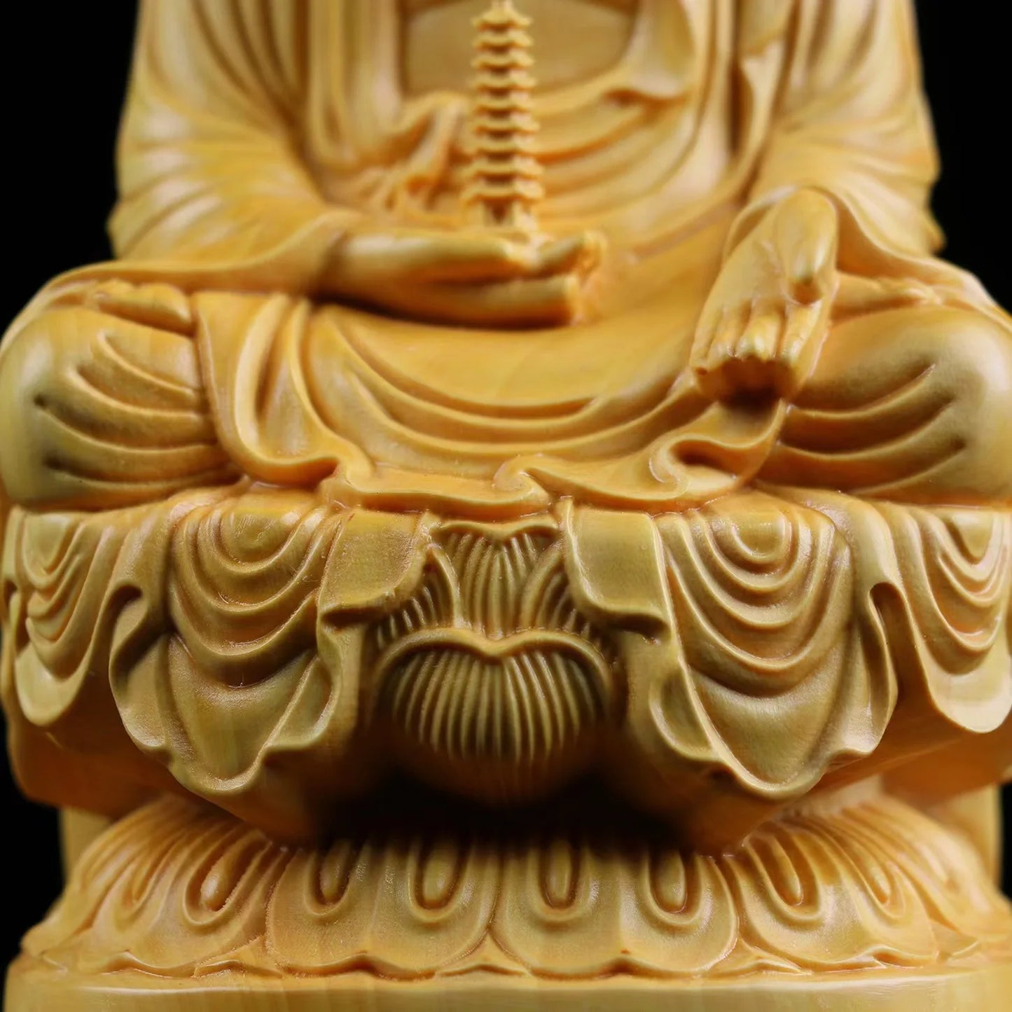 Natural solid wood carving Sakyamuni Buddha Figure Statue ，Boxwood Carved Buddha Statues Home Room Office Feng Shui  Statue