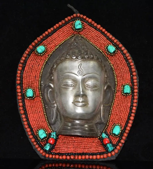 Nepal Buddha beads mosaic Sakyamuni Buddha head Hang crafts statue
