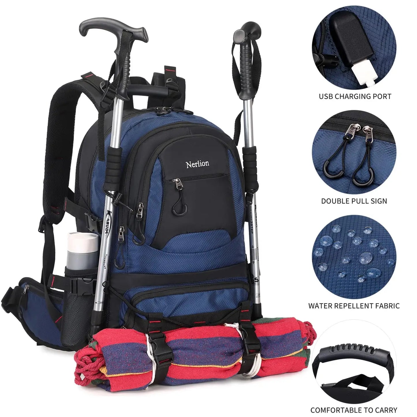 Nerlion 40L Hiking Backpack Travel Backpack for Men Women Camping Waterproof Outdoor Hiking Daypack Lightweight Backpack