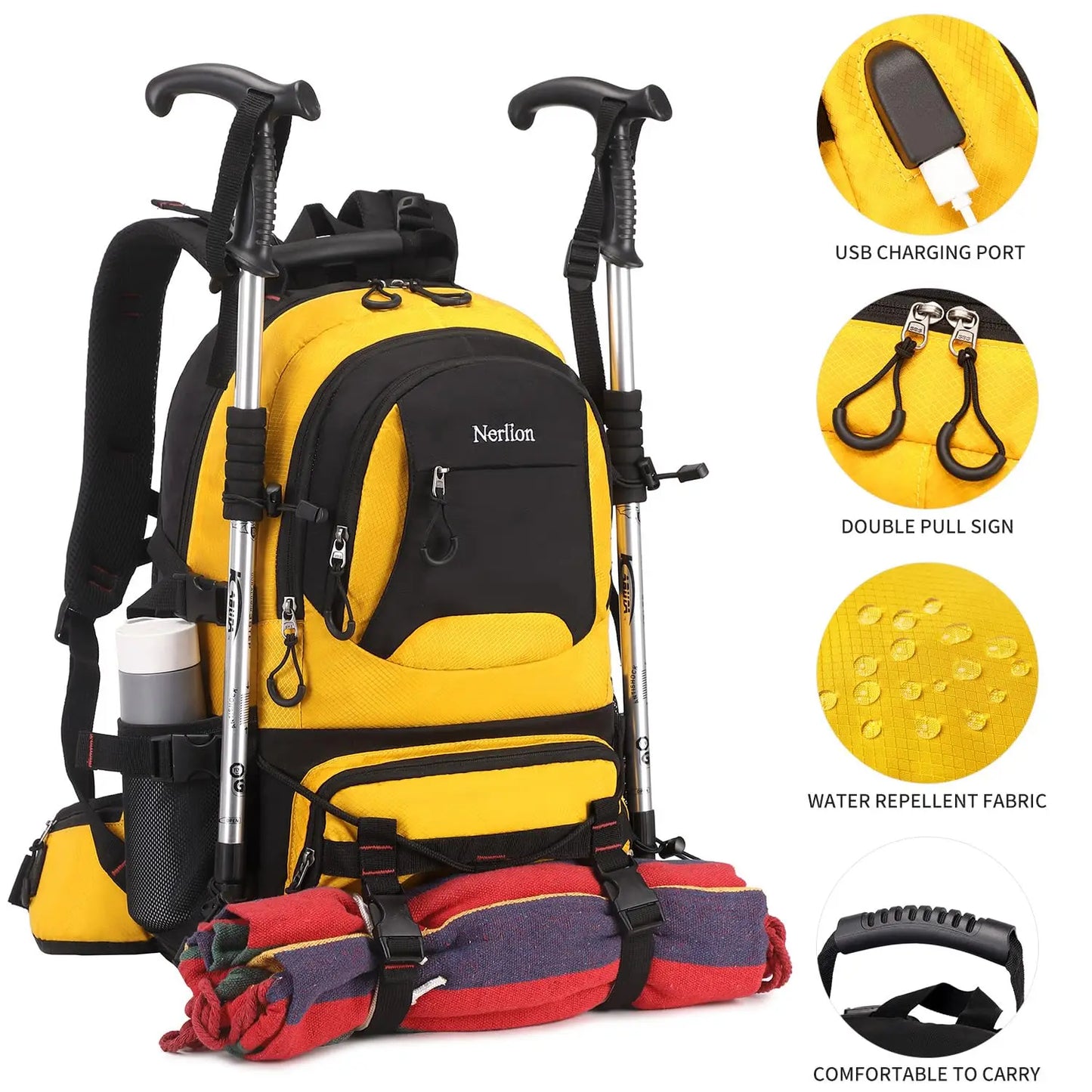 Nerlion 40L Hiking Backpack Travel Backpack for Men Women Camping Waterproof Outdoor Hiking Daypack Lightweight Backpack