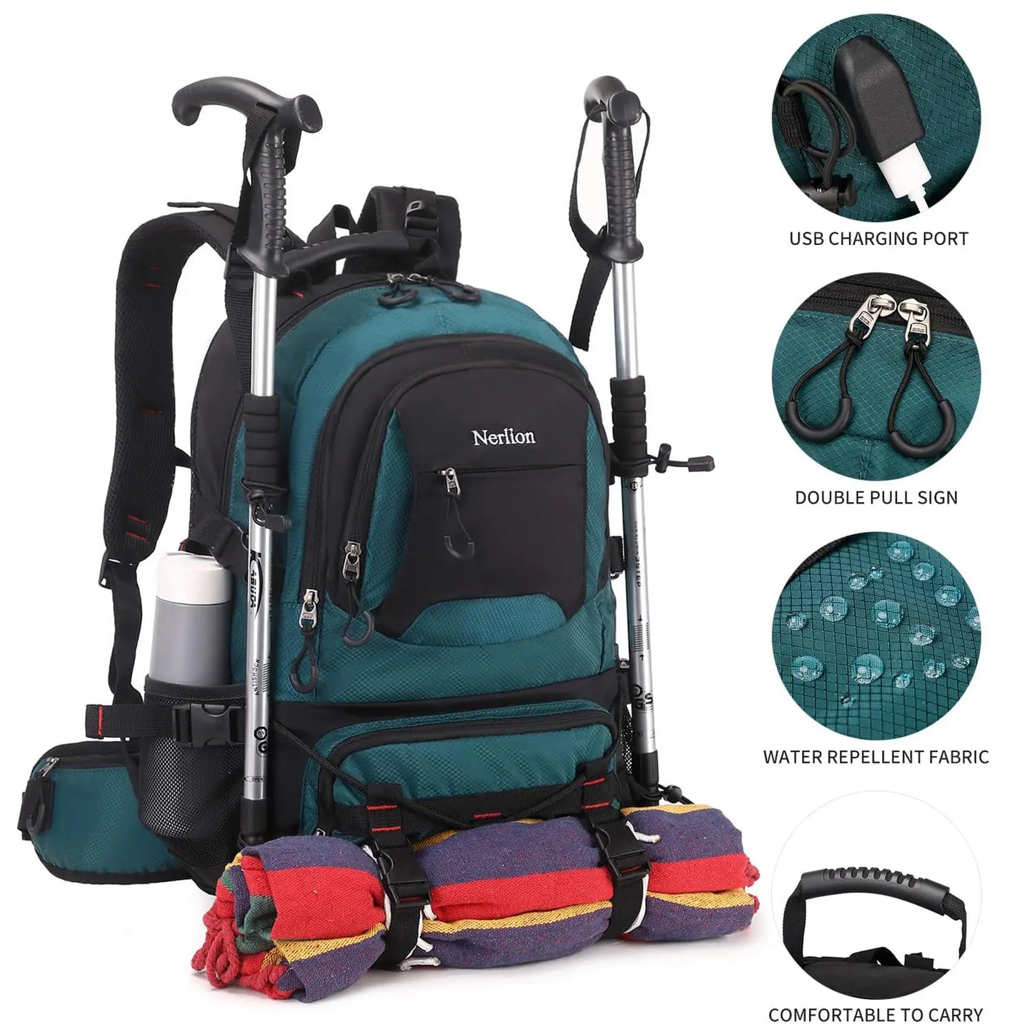 Nerlion 40L Hiking Backpack Travel Backpack for Men Women Camping Waterproof Outdoor Hiking Daypack Lightweight Backpack