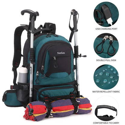 Nerlion 40L Hiking Backpack Travel Backpack for Men Women Camping Waterproof Outdoor Hiking Daypack Lightweight Backpack
