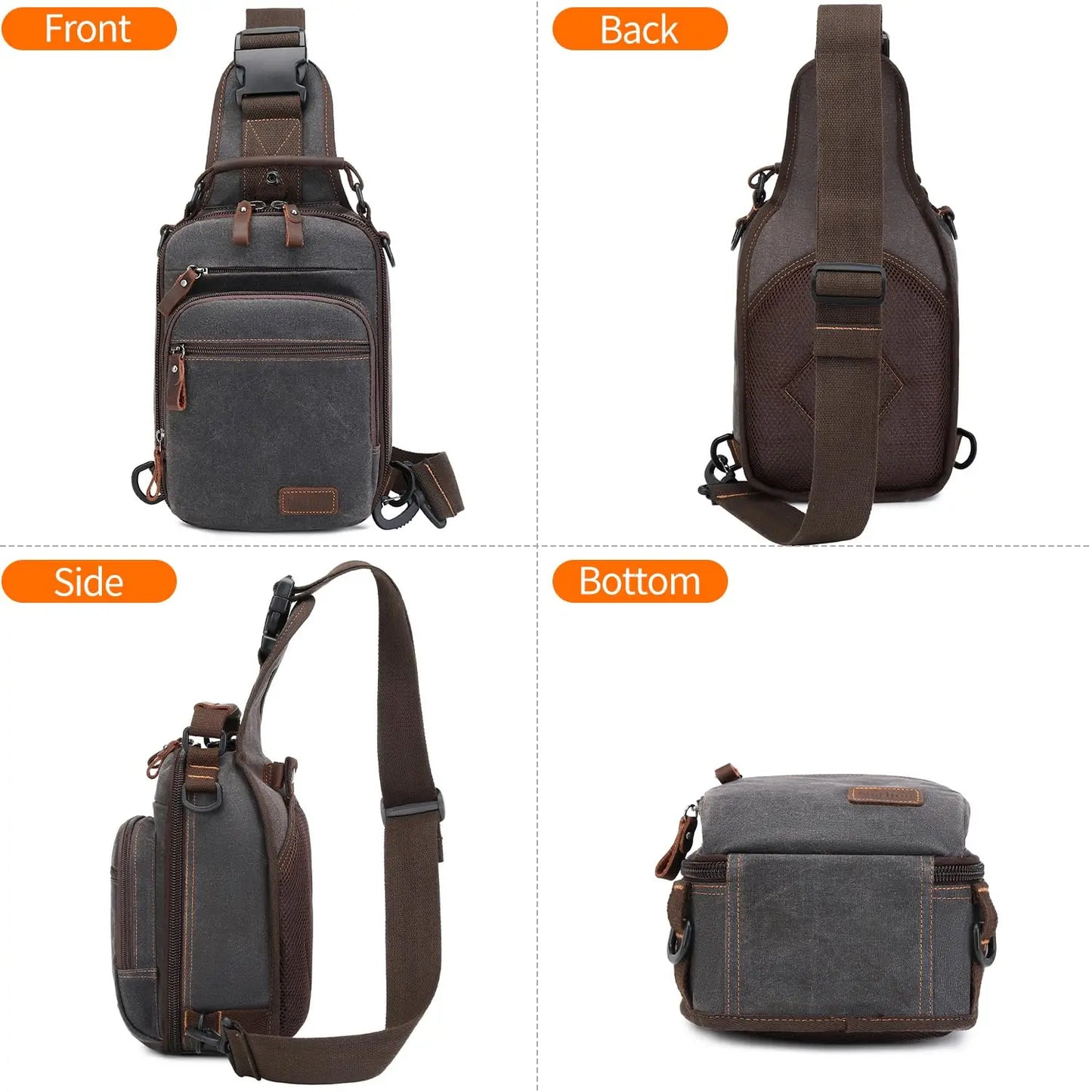Nerlion Sling Backpack Chest Sling Bag for Men Waxed Canvas Crossbody Bag Water Resistant Shoulder Bag Casual Daypack