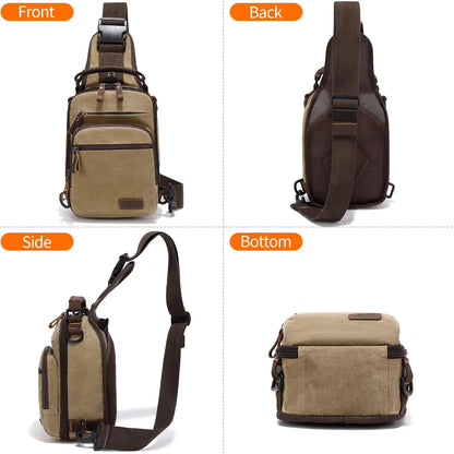 Nerlion Sling Backpack Chest Sling Bag for Men Waxed Canvas Crossbody Bag Water Resistant Shoulder Bag Casual Daypack