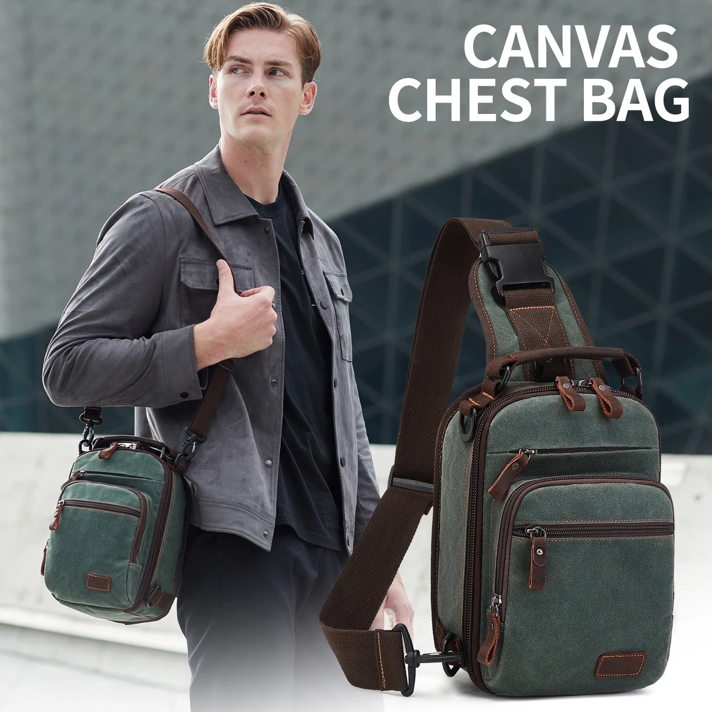 Nerlion Sling Backpack Chest Sling Bag for Men Waxed Canvas Crossbody Bag Water Resistant Shoulder Bag Casual Daypack