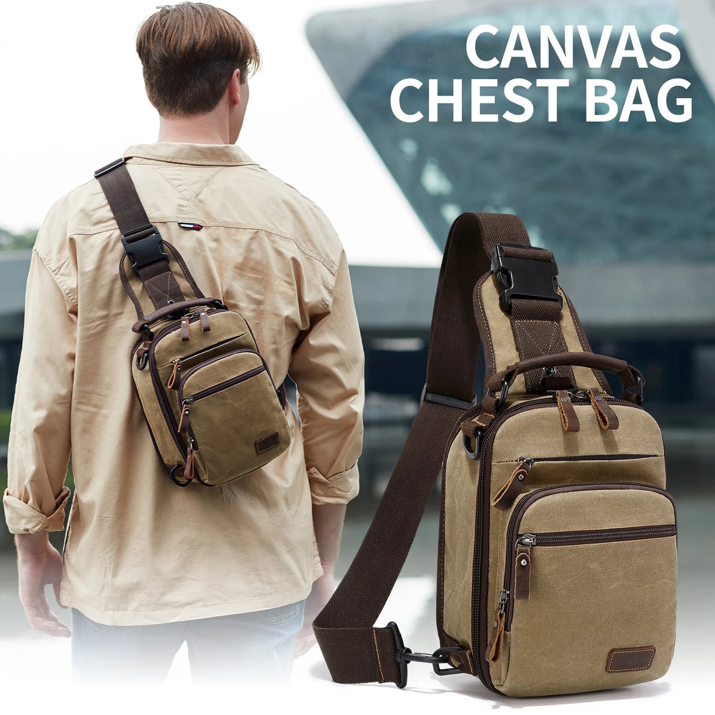 Nerlion Sling Backpack Chest Sling Bag for Men Waxed Canvas Crossbody Bag Water Resistant Shoulder Bag Casual Daypack