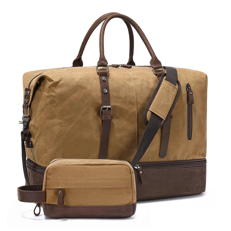 Nerlion Weekender Bag Large Overnight Bag for Men Women with Shoe Compartment Canvas Carry on Luggage Bag Travel Duffel Bag