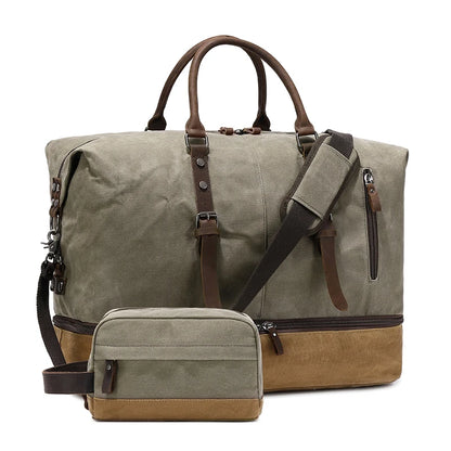Nerlion Weekender Bag Large Overnight Bag for Men Women with Shoe Compartment Canvas Carry on Luggage Bag Travel Duffel Bag
