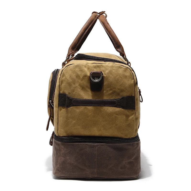 Nerlion Weekender Travel Bag Canvas Carry on Duffel Luggage Bag with Separate Shoe Compartment Overnight Bag for Men Women