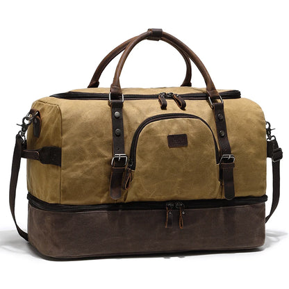 Nerlion Weekender Travel Bag Canvas Carry on Duffel Luggage Bag with Separate Shoe Compartment Overnight Bag for Men Women
